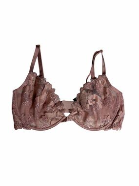 Victoria’s Secret pink floral embroidered unlined plunge bra size 34DD/E75